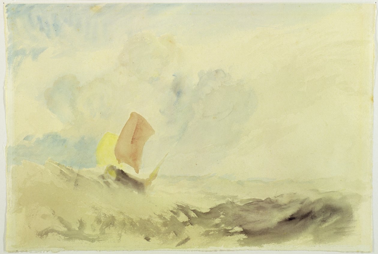 Um pedaço de mar - um mar agitado com um barco de pesca, 1820-30 de Joseph Mallord William Turner