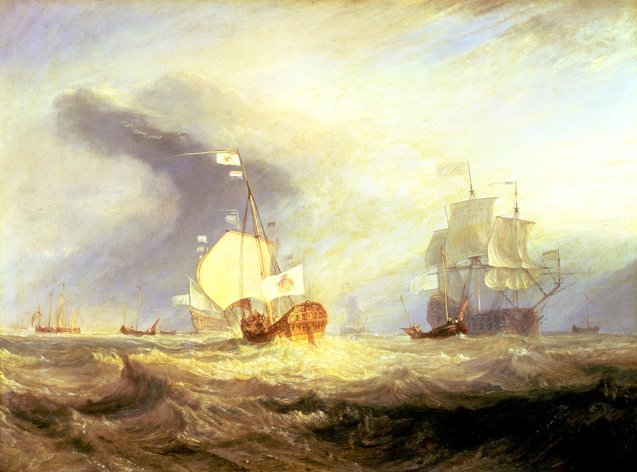 Barca do almirante von Trump na entrada do Texel em 1645, c.1831 de Joseph Mallord William Turner