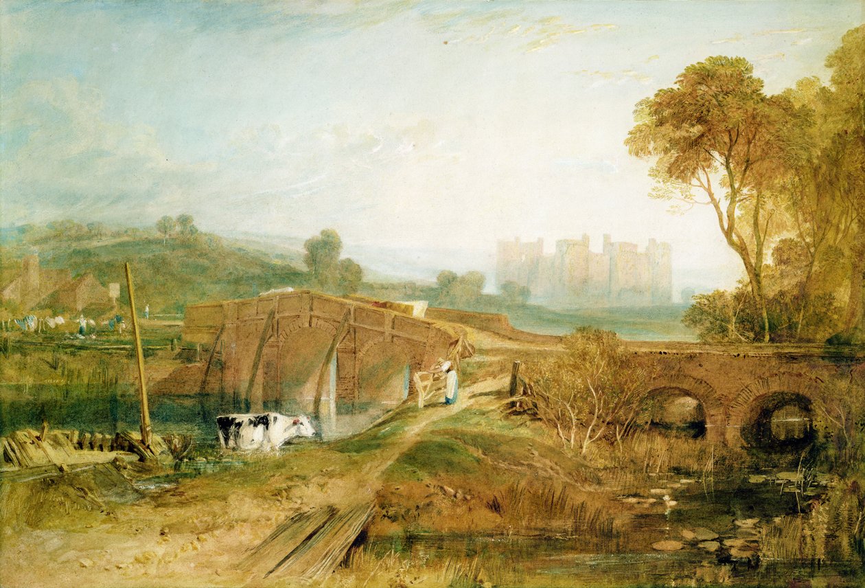 Bodiam Castle, Sussex (lápis e wc com goma arábica sobre papel) de Joseph Mallord William Turner