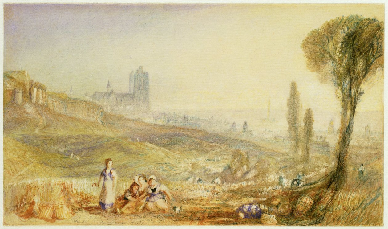 Bruxelas - Vista distante (wc com bodycolour no papel) de Joseph Mallord William Turner