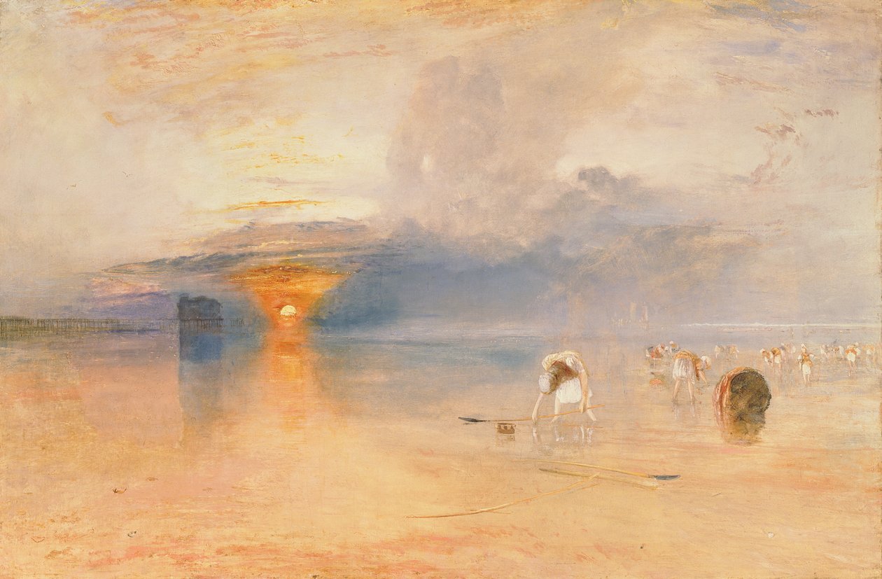 Calais Sands em Low Water, Poissards Gathering Bait, 1830 de Joseph Mallord William Turner