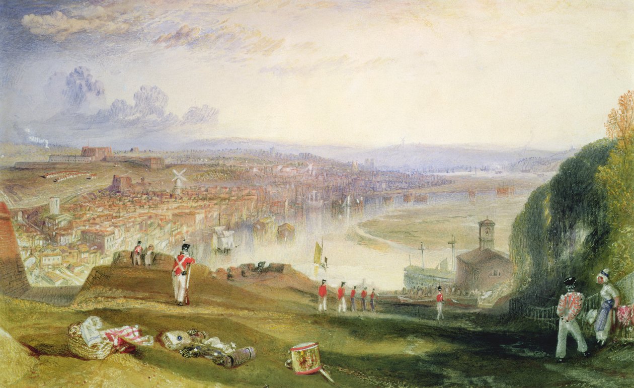 Chatham, em direção a Fort Pitt (lápis, wc e bodycolour no papel) de Joseph Mallord William Turner