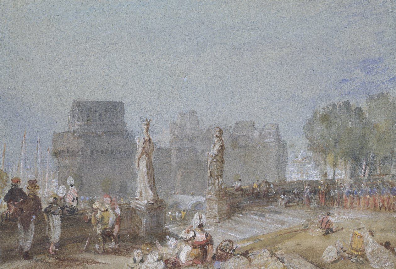 Château de Nantes, c. 1830 (aquarela e bodycolour com caneta e tinta marrom e preta) de Joseph Mallord William Turner