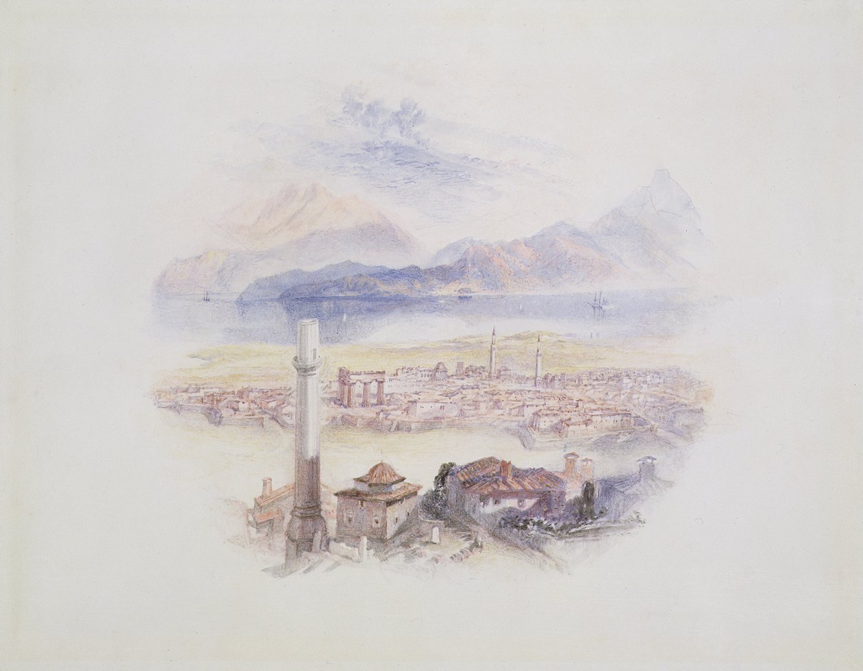 Corinto, da Acrópole (Ilustração de &39;Vida e obras de Byron&39;), c.1831-32 (wc sobre lápis fraco) de Joseph Mallord William Turner