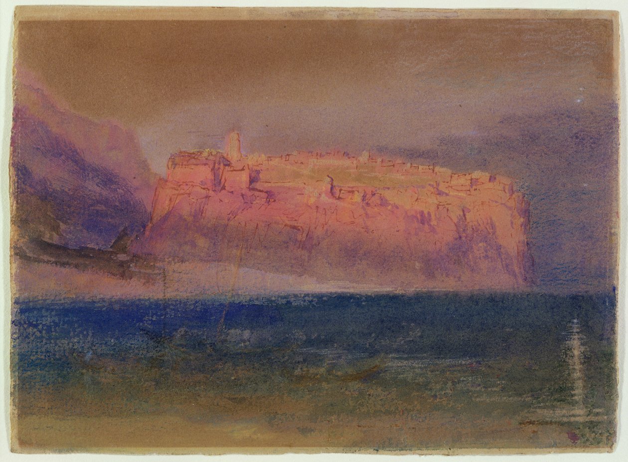 Córsega, (Mônaco) c.1830-35 (wc em papel pardo) de Joseph Mallord William Turner