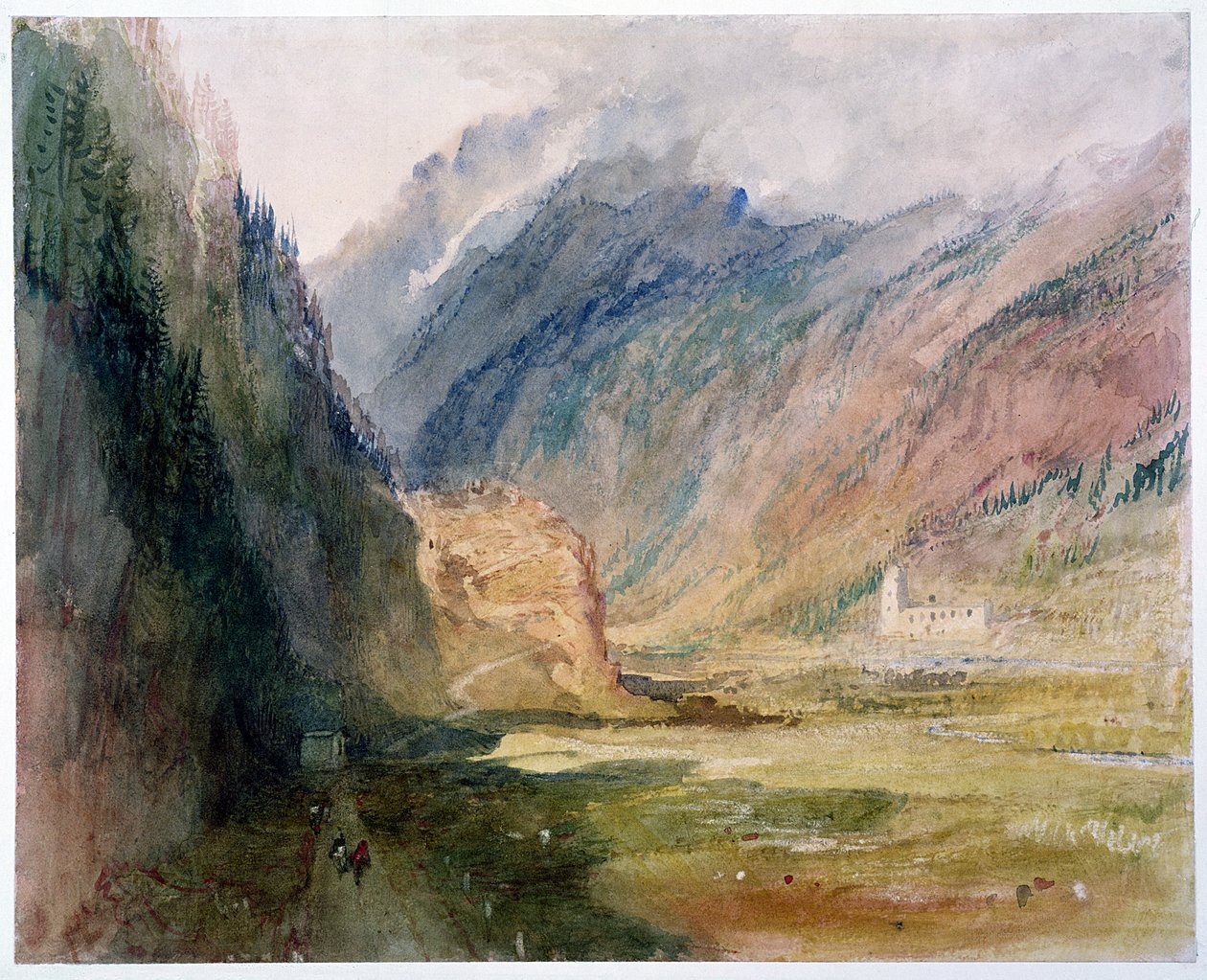 Bonhomme Convent, Chamonix, c.1836-42 (wc com arranhar no papel) de Joseph Mallord William Turner