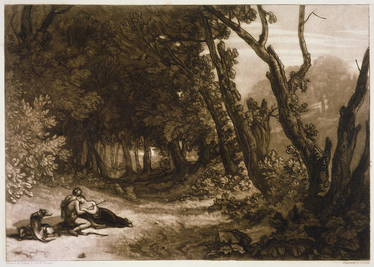F.41.I Procris e Cephalus, do &39;Liber Studiorum&39;, gravado por George Clinton, 1812 de Joseph Mallord William Turner