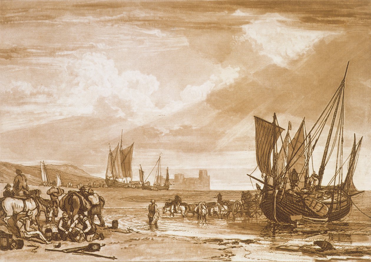 F.4.I Cena na costa francesa, do &39;Liber Studiorum&39;, gravado por Charles Turner, 1807 de Joseph Mallord William Turner