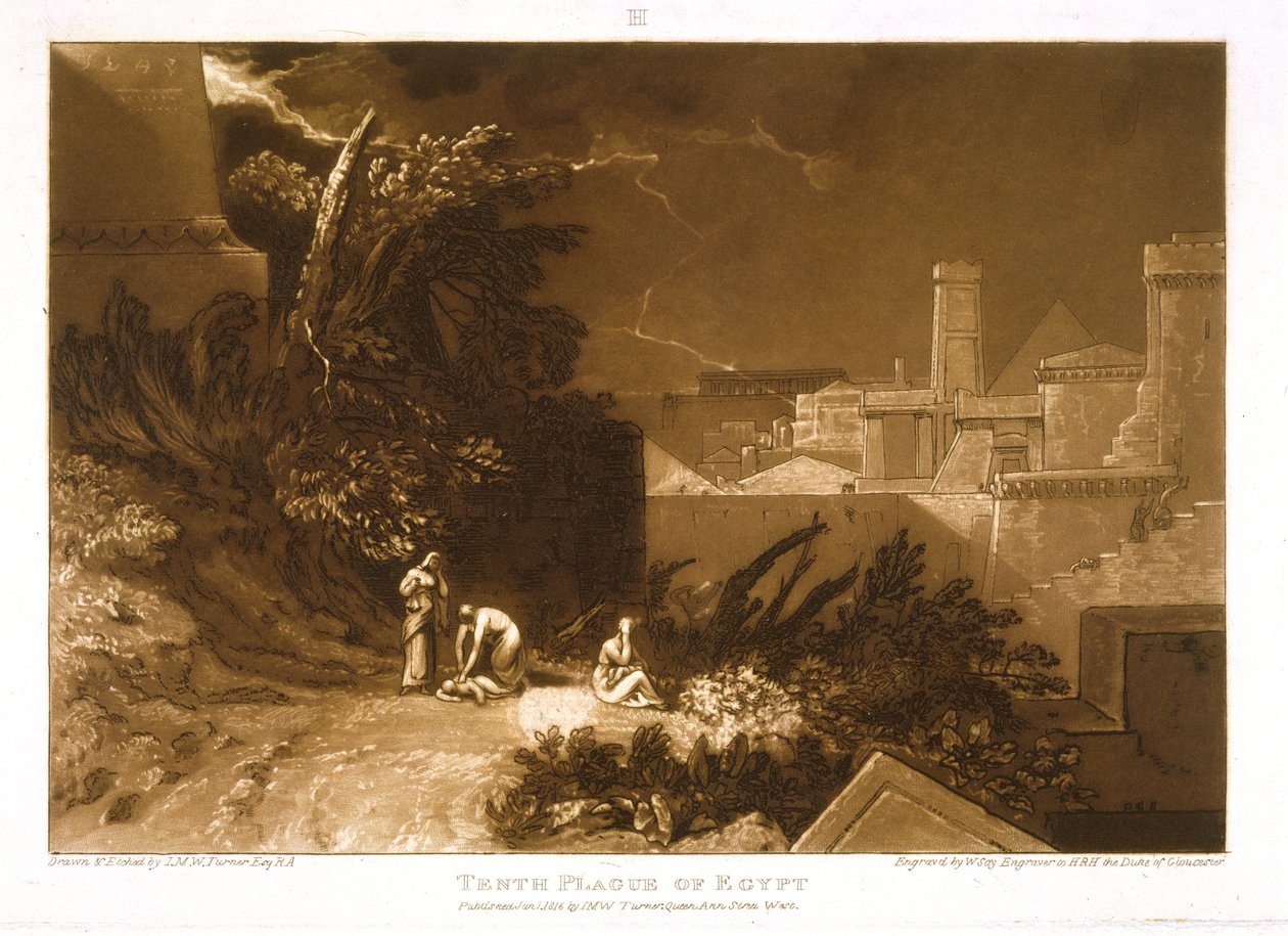 F.61.I A décima praga do Egito, do &39;Liber Studiorum&39;, gravado por William Say, 1816 de Joseph Mallord William Turner
