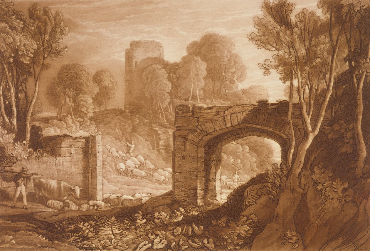 F.67.I Portão Leste, Winchelsea, do &39;Liber Studiorum&39;, gravado por Samuel William Reynolds, 1819 de Joseph Mallord William Turner