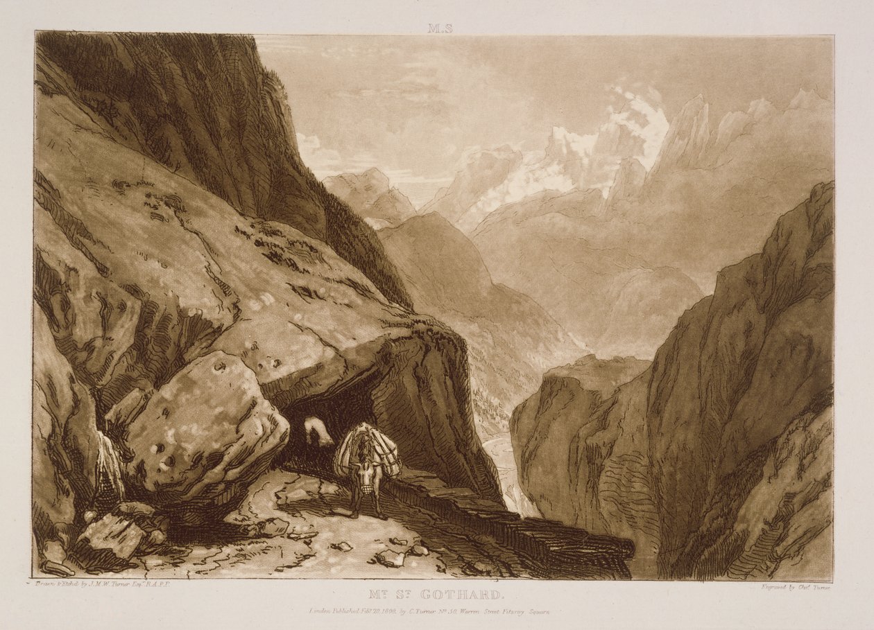 F.9.I St. Gothard, do &39;Liber Studiorum&39;, gravado por Charles Turner, 1808 de Joseph Mallord William Turner