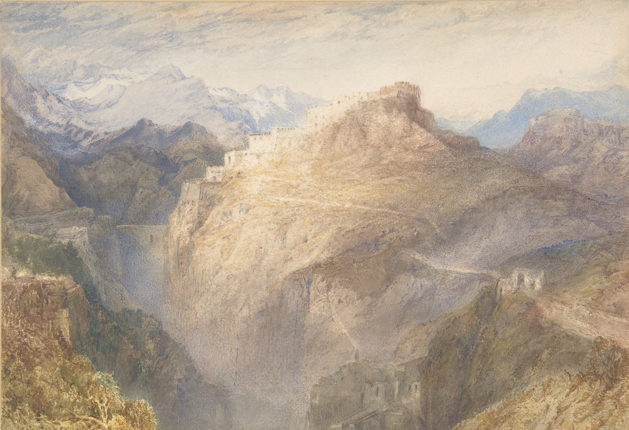 Forte de LEssillon, Val de la Maurienne, França, 1836 (wc e guache sobre grafite) de Joseph Mallord William Turner