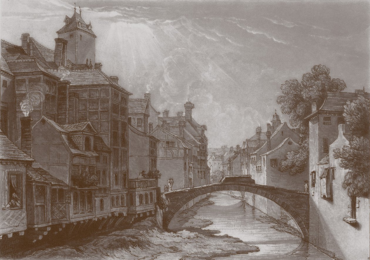 Gravura da ponte torrente em Liège de Joseph Mallord William Turner