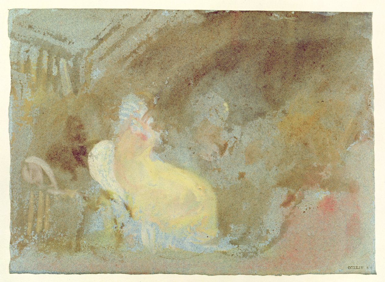 Interior em Petworth com figura sentada, 1830 (guache) de Joseph Mallord William Turner