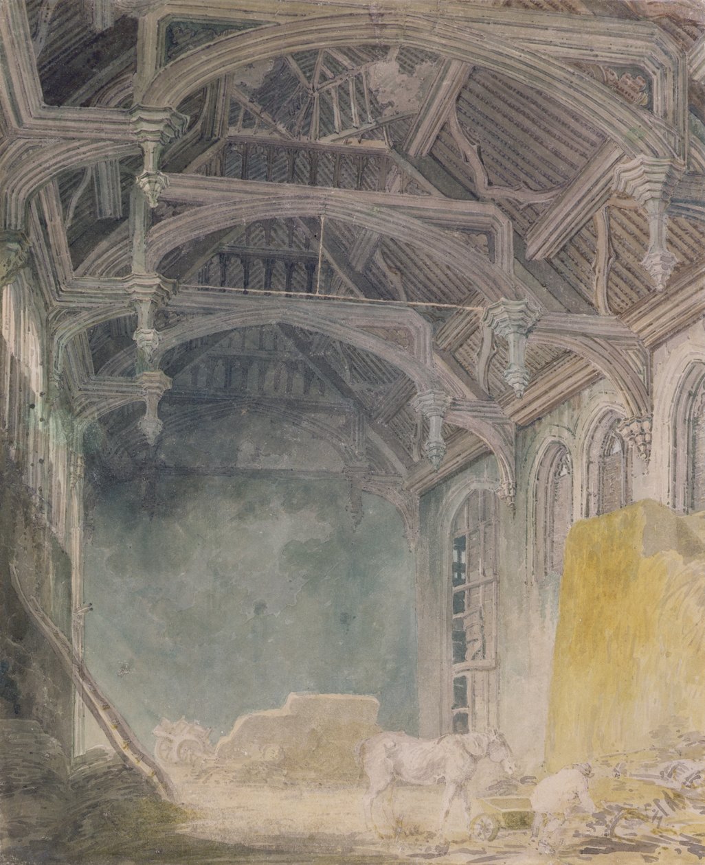 Interior do Palácio de São João, Eltham, c.1793 (wc sobre grafite sobre papel) de Joseph Mallord William Turner