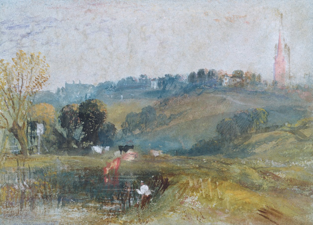 Paisagem perto de Petworth, c.1828 (guache) de Joseph Mallord William Turner