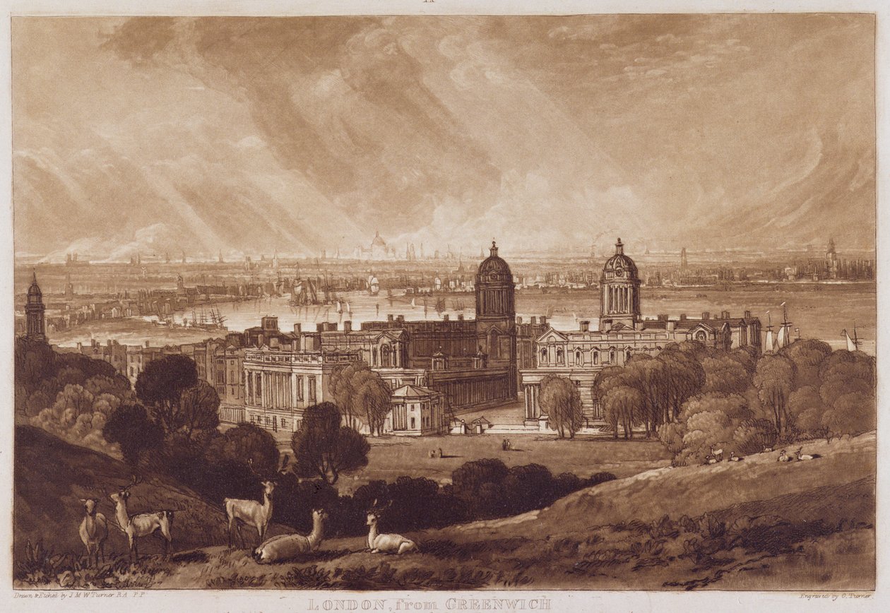 Londres de Greenwich, gravada por Charles Turner (1773-1857) 1811 de Joseph Mallord William Turner