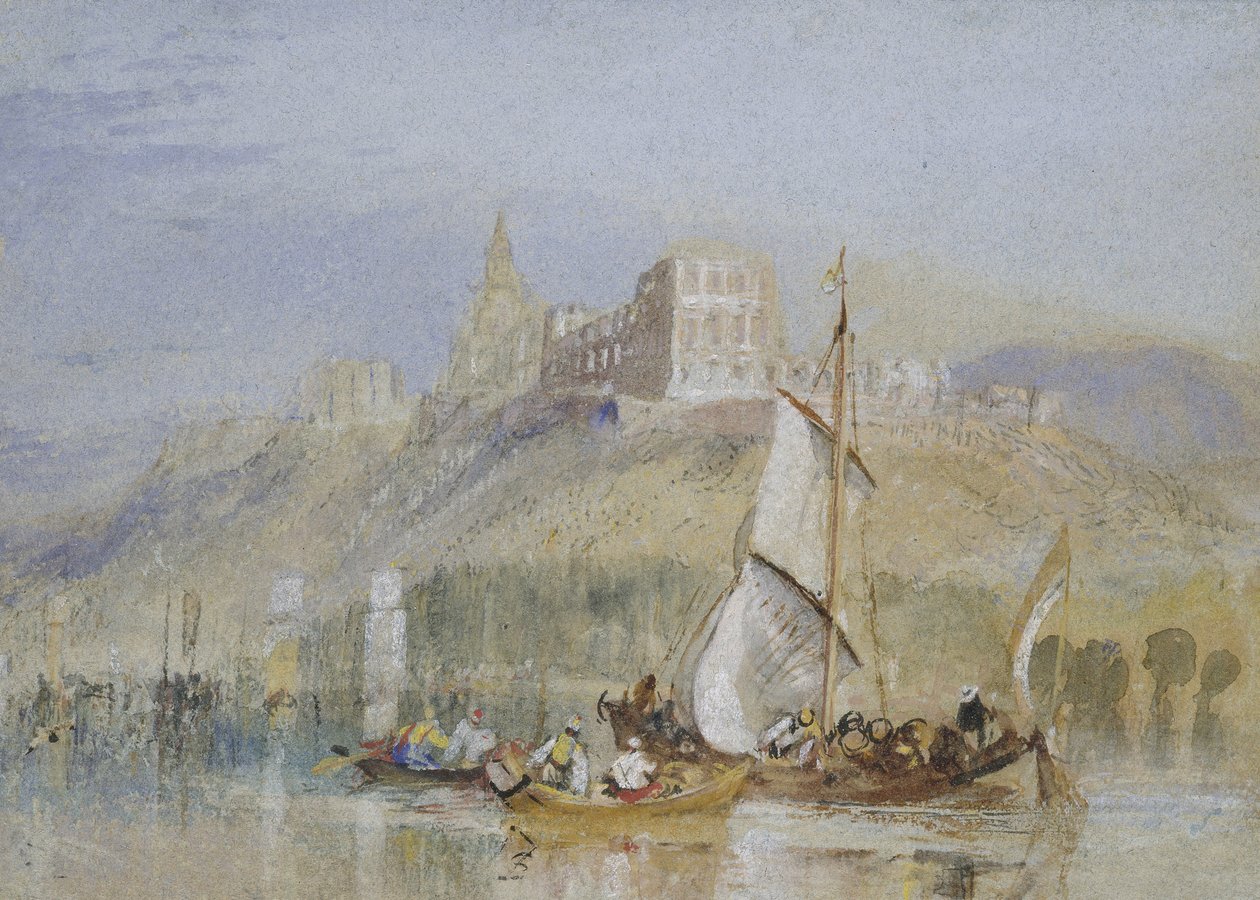 Montjean, c. 1830 (aquarela com bodycolour e caneta e tinta preta e marrom) de Joseph Mallord William Turner