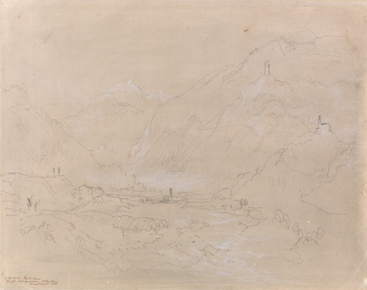 Paisagem montanhosa com cidade no vale de Joseph Mallord William Turner