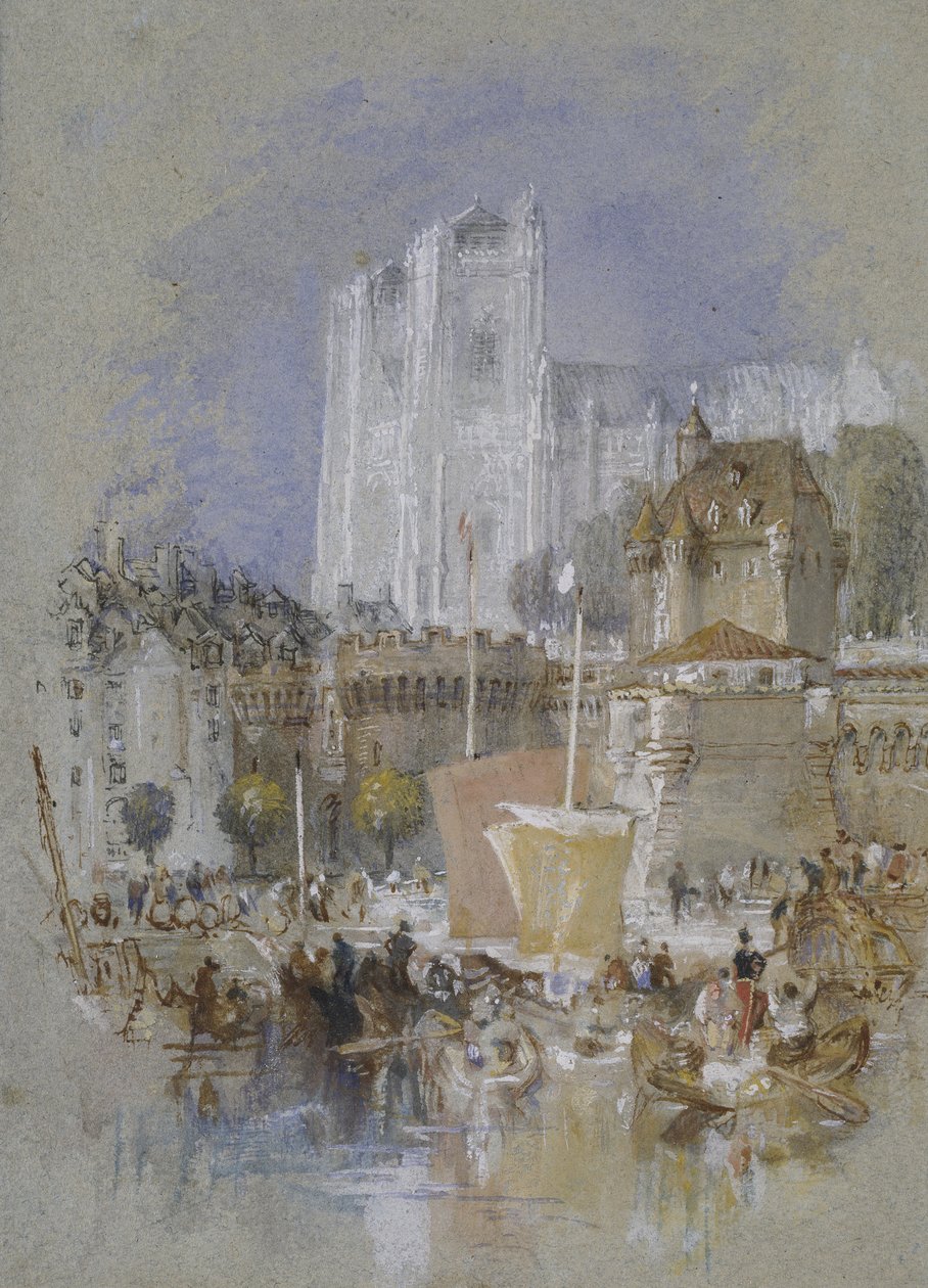 Nantes, 1826 - 1830 (aquarela com bodycolour e caneta e tinta preta e marrom) de Joseph Mallord William Turner