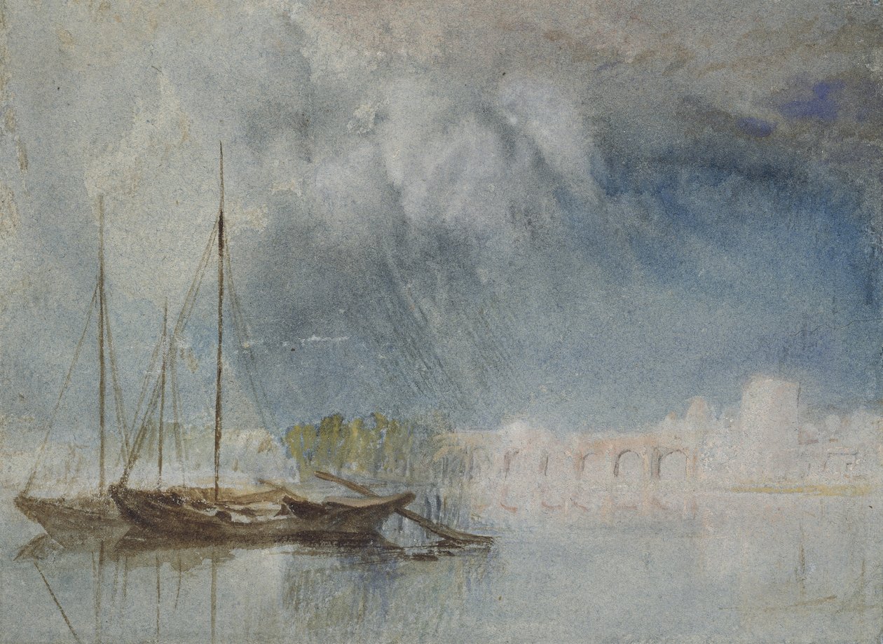 Nantes: Pont Pirmil, c. 1830 (aquarela com bodycolour e caneta e tinta marrom) de Joseph Mallord William Turner