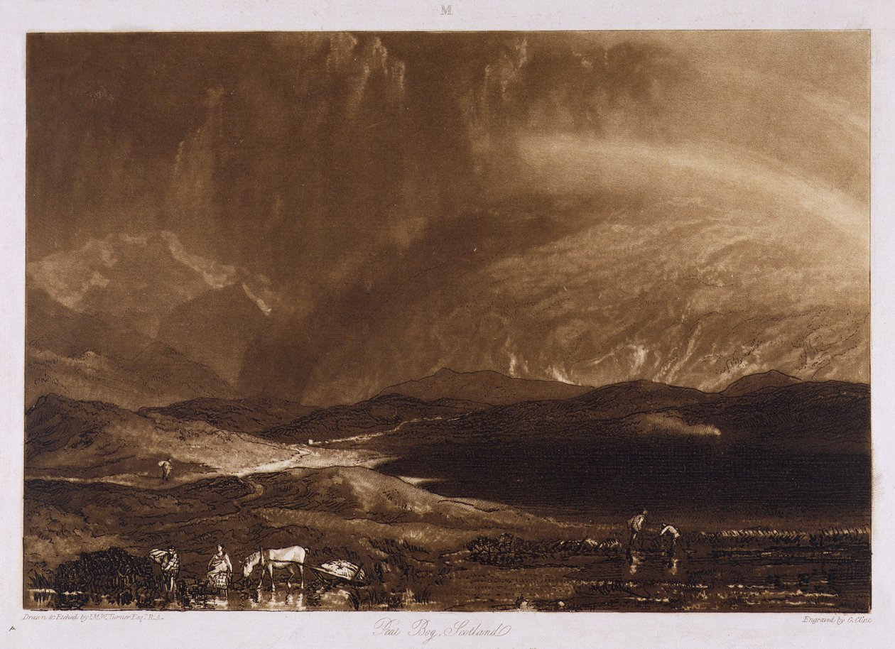 Turfeira, Escócia, gravada por George Clint (1770-1854) de Joseph Mallord William Turner