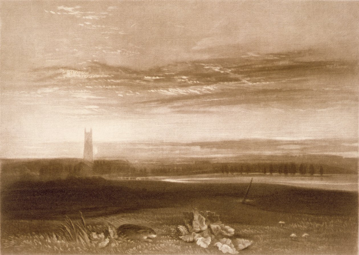 R.809 Catedral de Gloucester, do &39;Pequeno Liber&39;, gravada pelo artista, c.1826 (mezzotint) de Joseph Mallord William Turner
