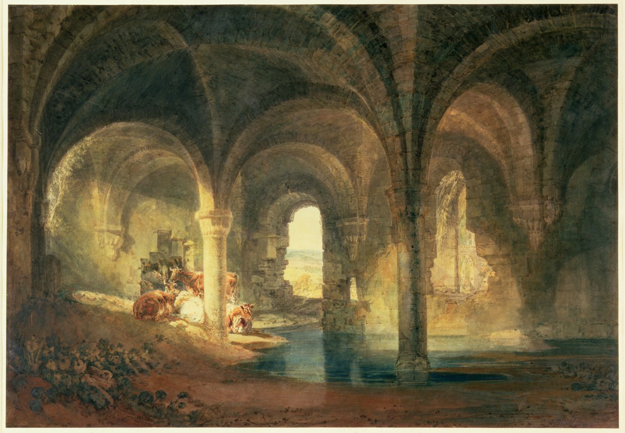 Refeitório da Abadia de Kirkstall, c.1798 de Joseph Mallord William Turner