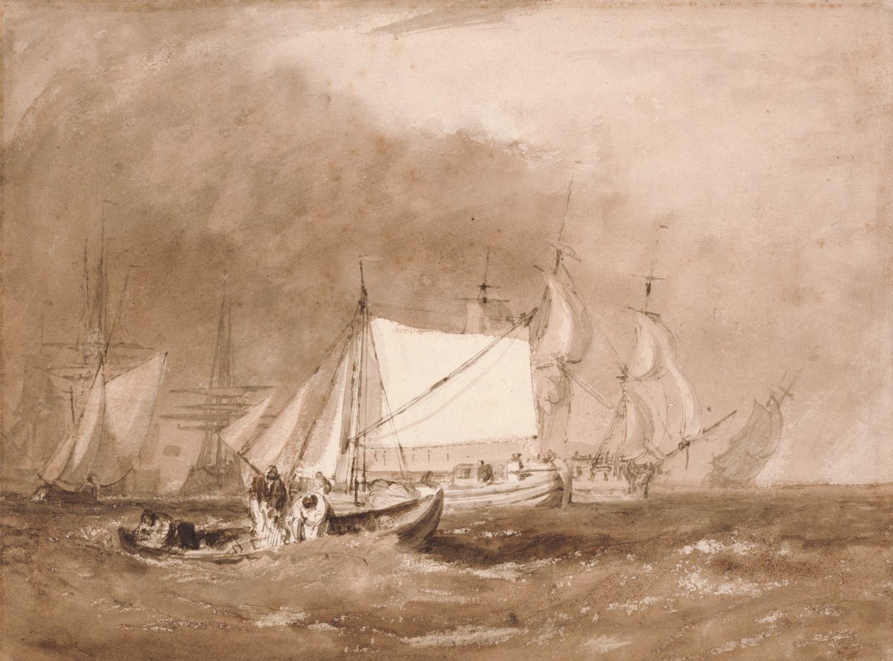 Cena de envio, com pescadores de Joseph Mallord William Turner