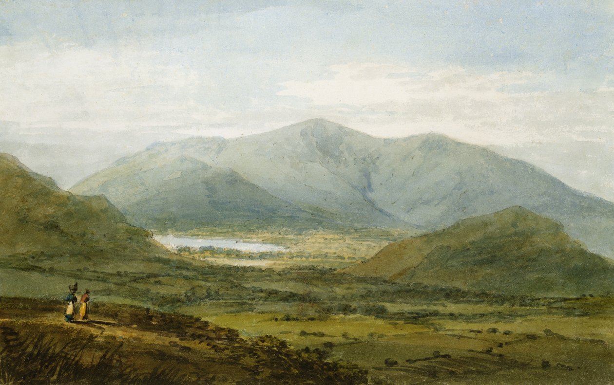 Skiddaw do vale de Newlands, lago Bassenthwaite na distância (lápis e wc no papel) de Joseph Mallord William Turner