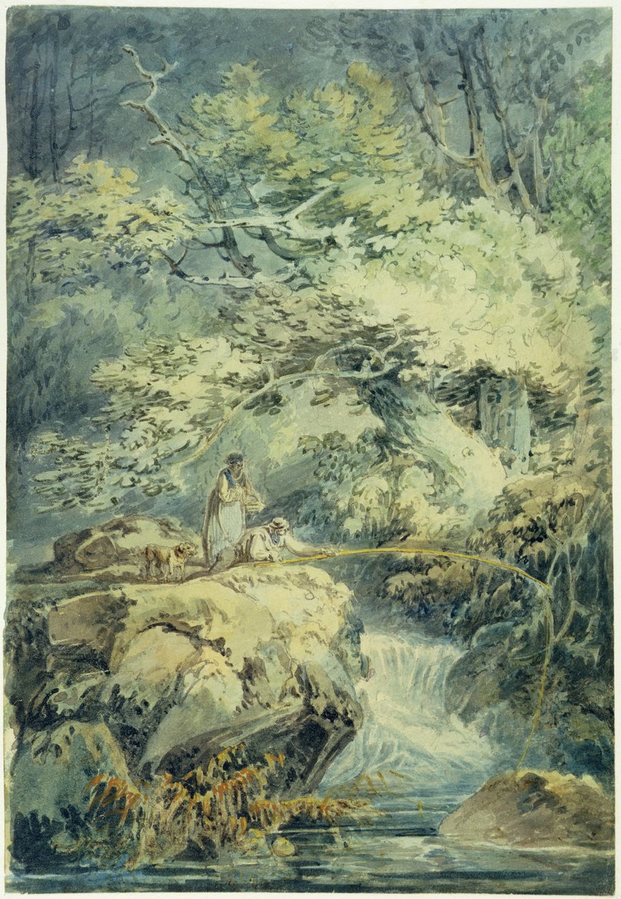 O Pescador, 1794 (wc sobre grafite no papel) de Joseph Mallord William Turner