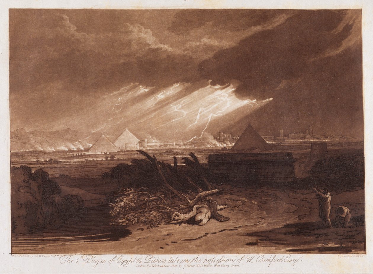 A Quinta Placa do Egito, gravada por Charles Turner (1773-1857) 1808 (gravura e mezzotint impressos em tinta marrom sobre papel) de Joseph Mallord William Turner