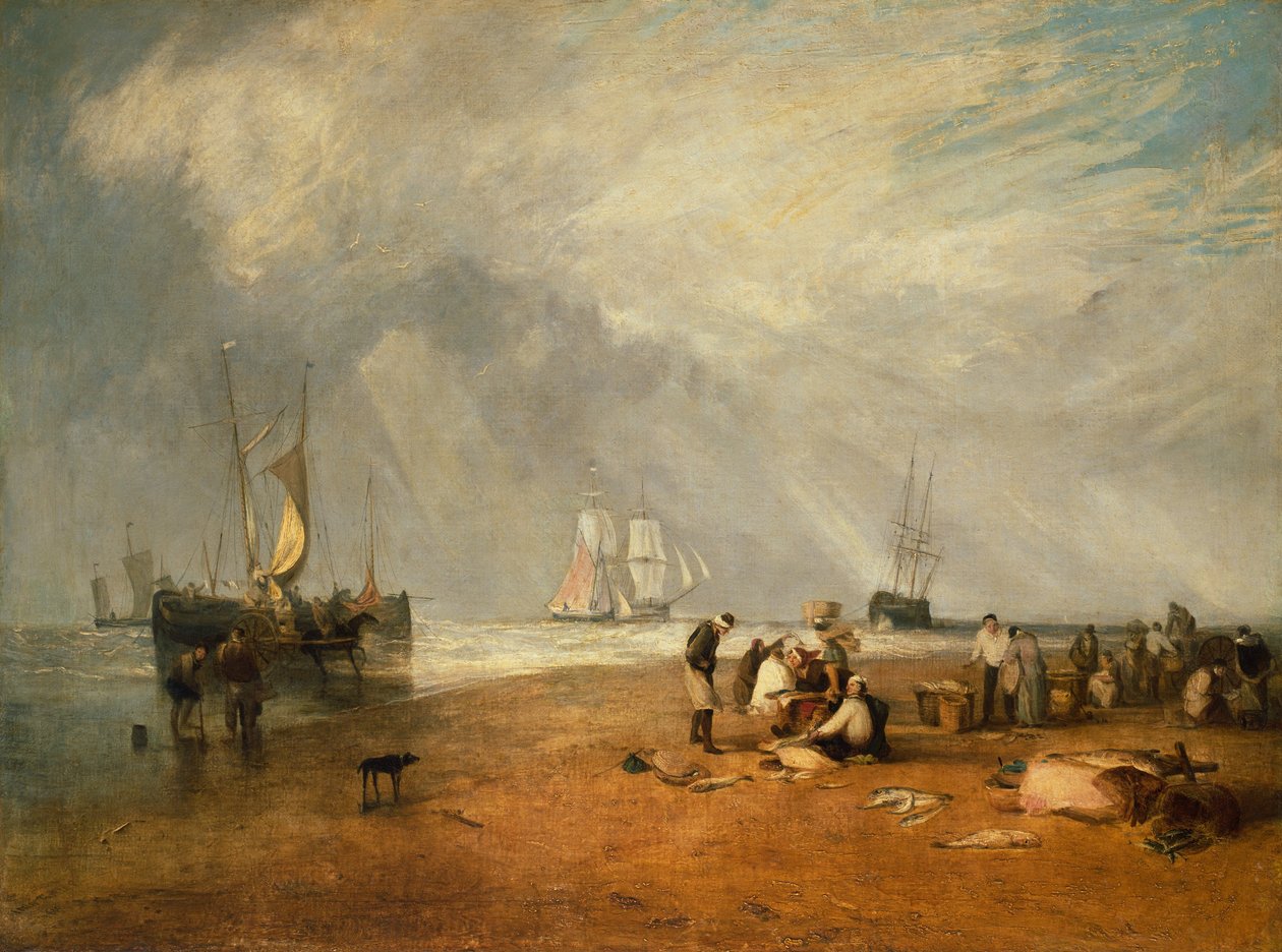 O mercado de peixe na praia de Hastings de Joseph Mallord William Turner