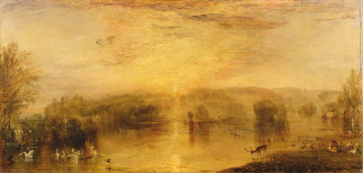 O Lago, Petworth: Sunset, um Stag Drinking de Joseph Mallord William Turner