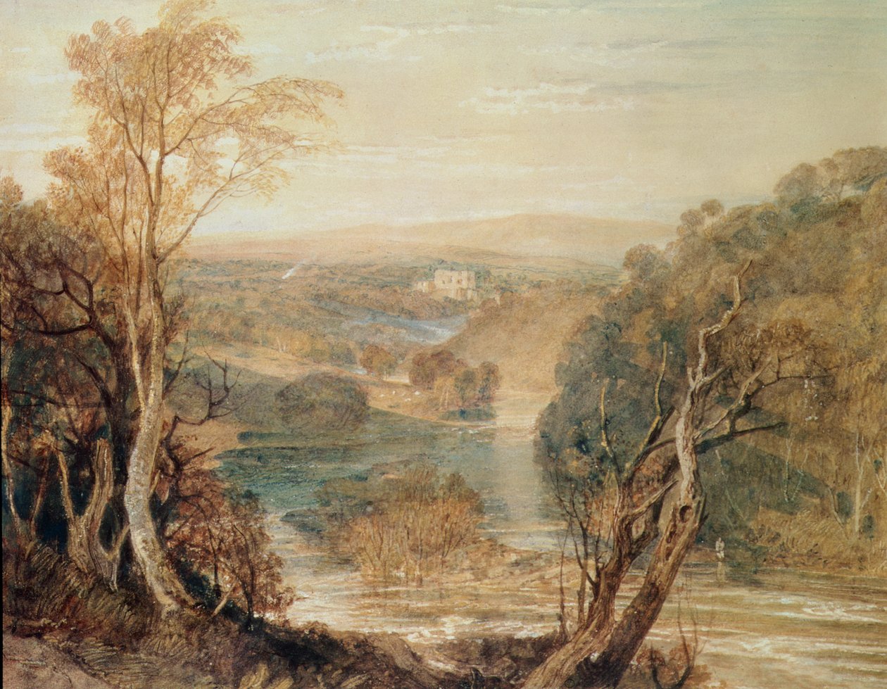 O rio Wharfe com uma visão distante da Torre Barden de Joseph Mallord William Turner