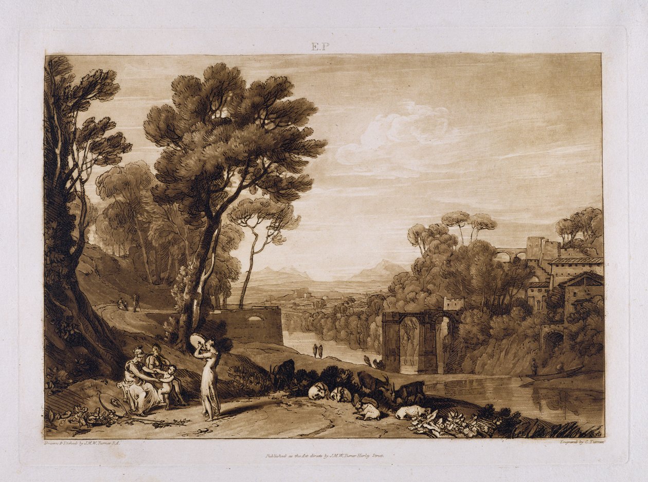 A mulher e pandeiro, gravada por Charles Turner (1773-1857) 1853-74 de Joseph Mallord William Turner