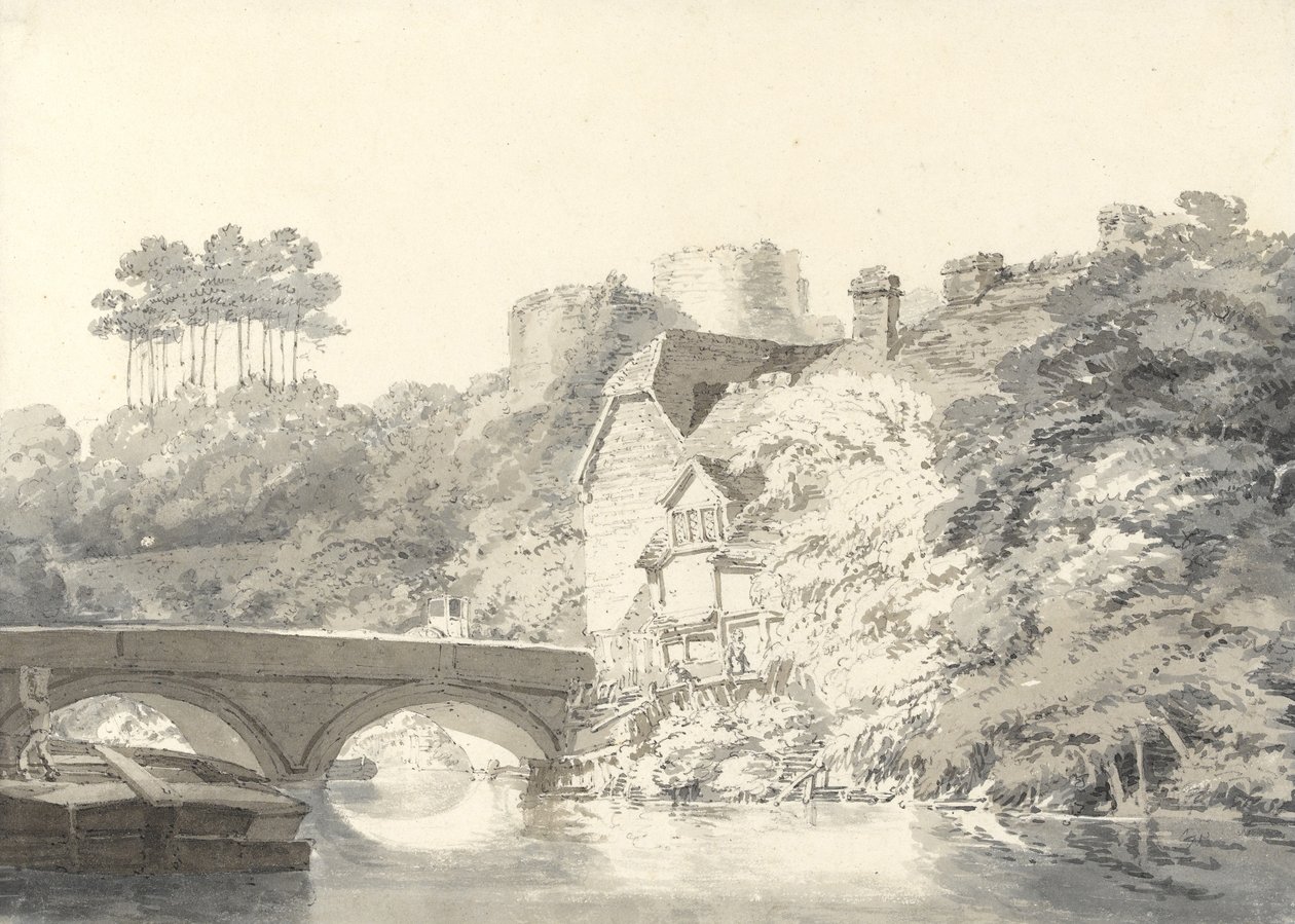 Tonbridge Castle, Kent, c.1794 (lápis com lavagem em papel) de Joseph Mallord William Turner