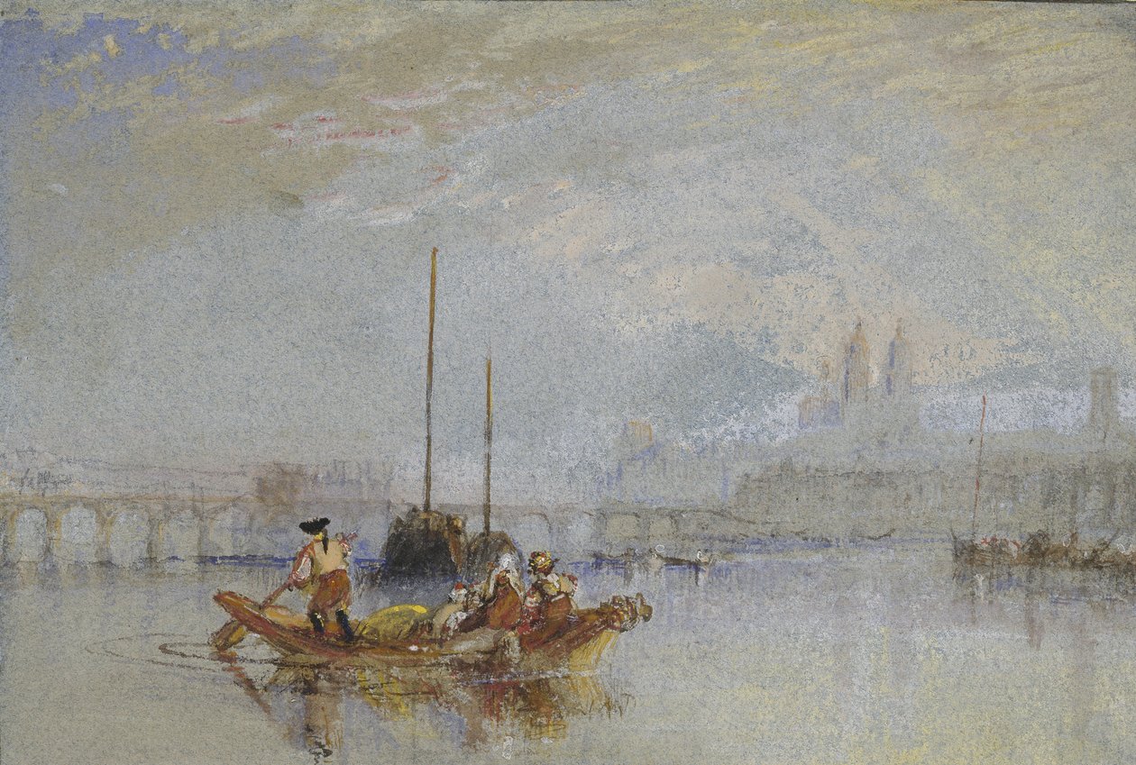 Tours, c. 1830 (aquarela sobre grafite com bodycolour e caneta e tinta marrom sobre papel cinza) de Joseph Mallord William Turner