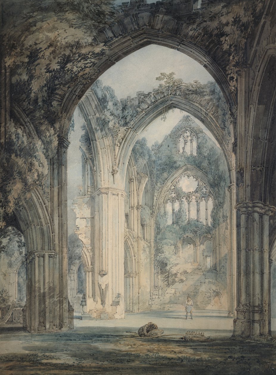 Transepto da abadia de Tintern, Monmouthshire, c. 1794 (aquarela sobre grafite com caneta e tinta preta) de Joseph Mallord William Turner