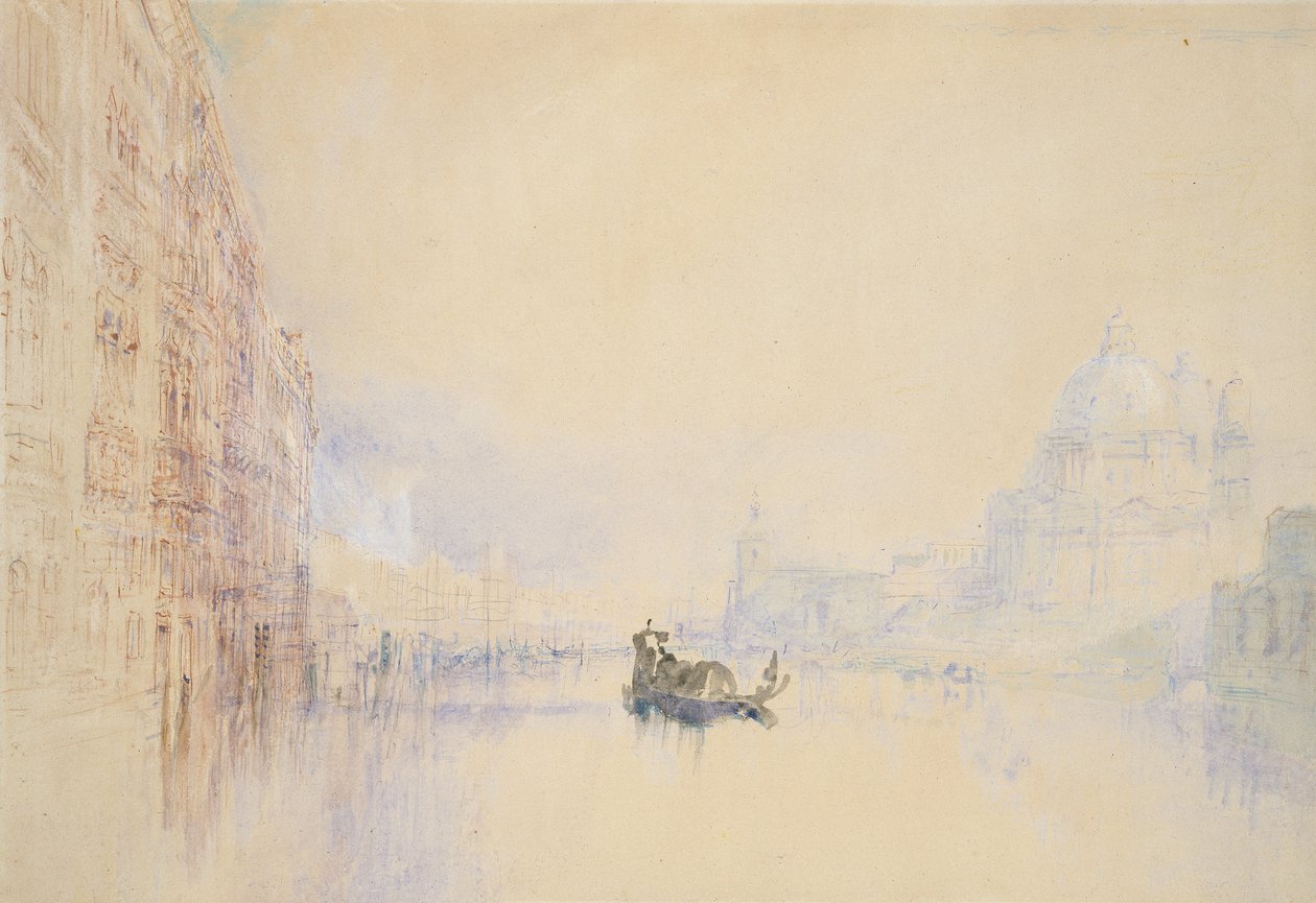 Veneza: o Grande Canal, 1840 (aguarela sobre grafite com bodycolour e caneta e tinta vermelha) de Joseph Mallord William Turner