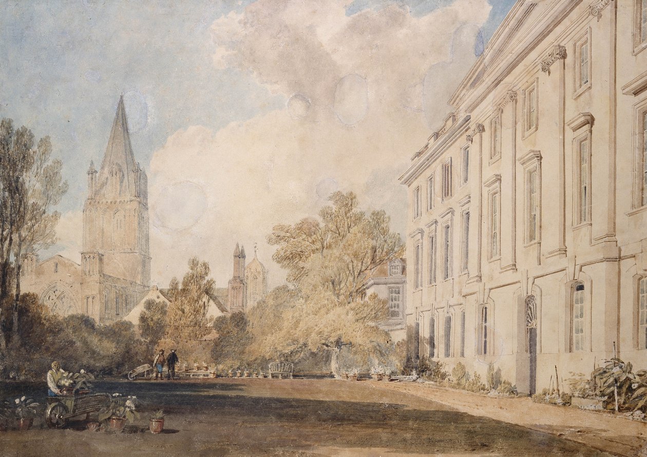 Vista da Catedral da Igreja de Cristo, e parte do Corpus Christi College, 1803-04 (wc sobre grafite, no papel) de Joseph Mallord William Turner