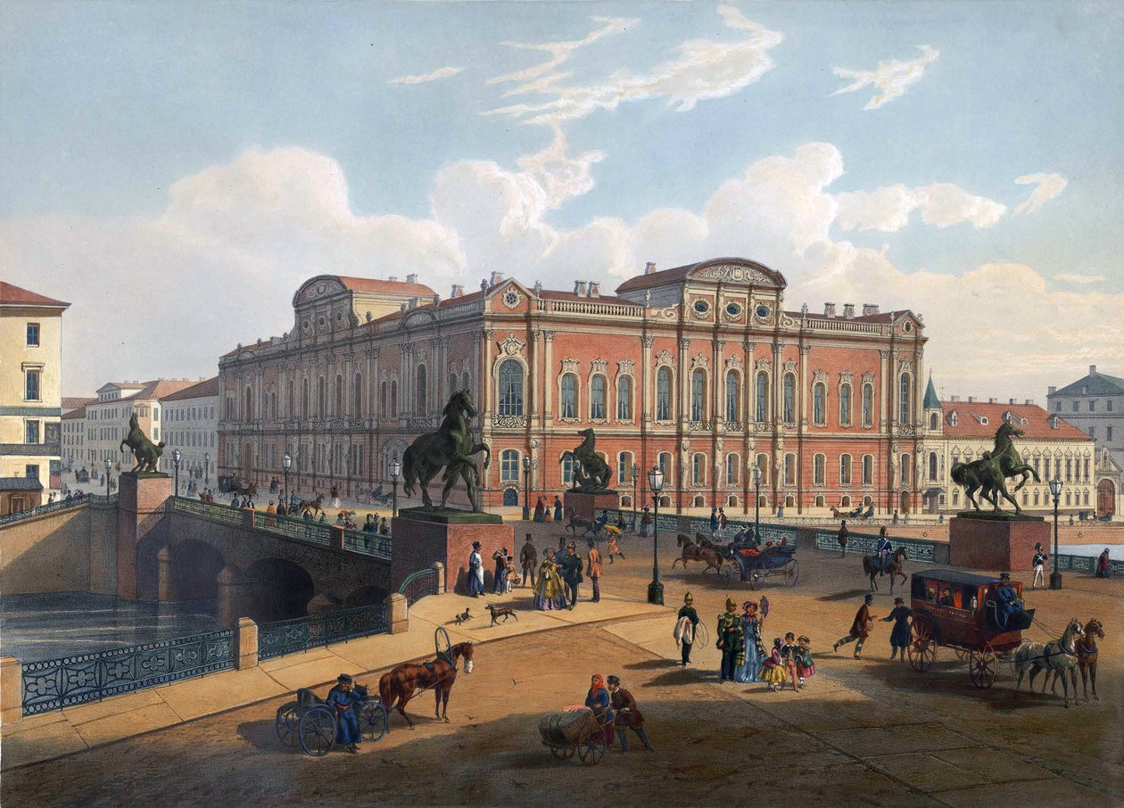 Palácio e Anichkov Bridge São Petersburgo de Joseph Maria Charlemagne Baudet