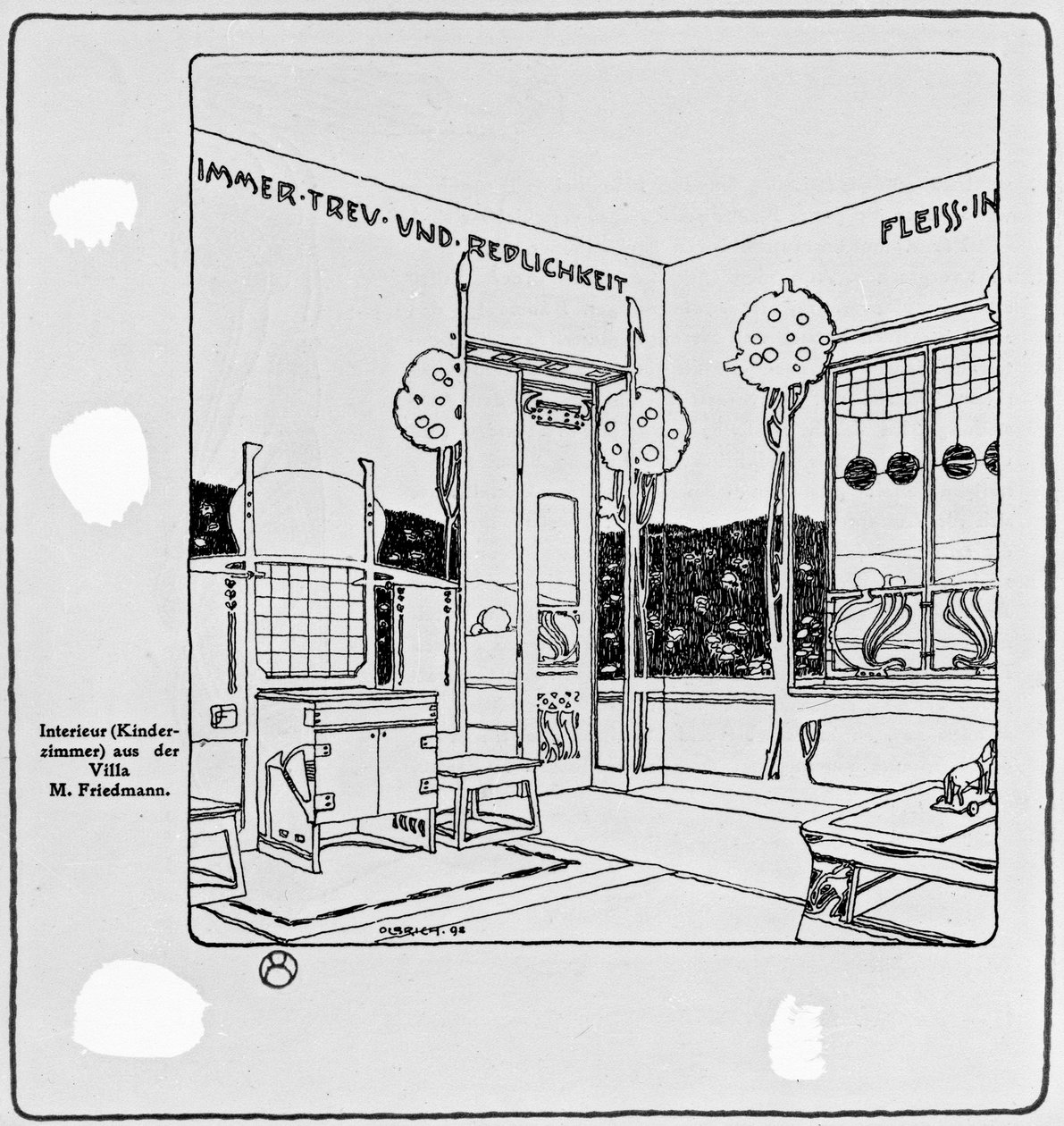 Design de interiores para Villa Friedmann, 1898 de Joseph Maria Olbrich
