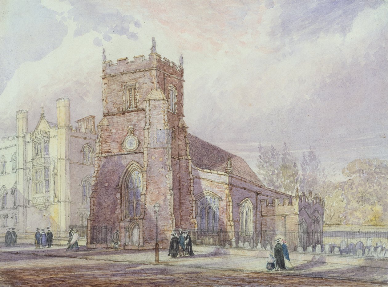 St. Botolph, Cambridge e Corpus Christi College (wc, caneta e tinta e grafite sobre papel) de Joseph Murray Ince
