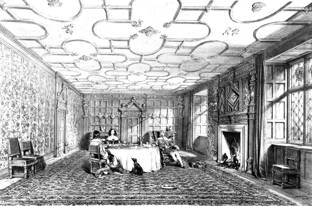 Sala de jantar, Levens, Westmorland, 1848 de Joseph Nash