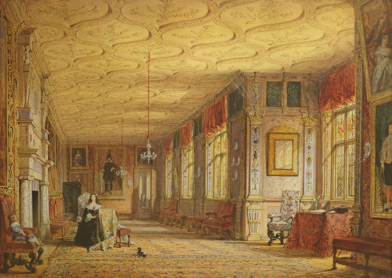 A galeria dos desenhos animados em Knole, 1841 de Joseph Nash
