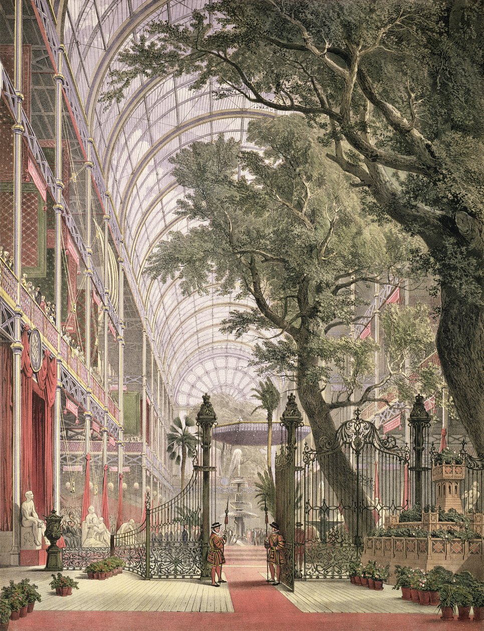 Esperando pela Rainha nos portões de Coalbrookdale, de "Dickinson&39;s Comprehensive Pictures ofthe Great Exhibition of 1851", publicado em 1854 de Joseph Nash