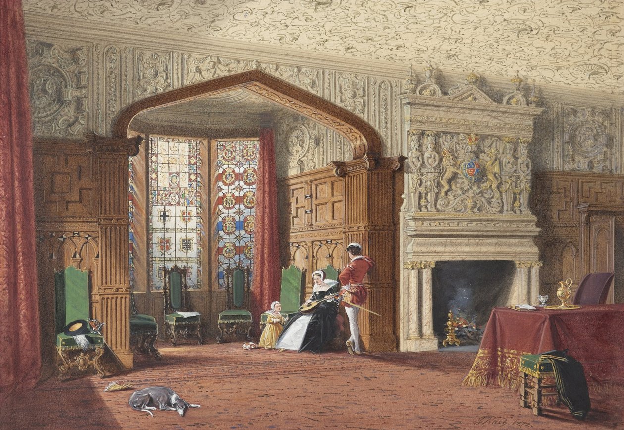 Um, Elizabethan, sala, em, lyme, corredor, cheshire de Joseph Nash
