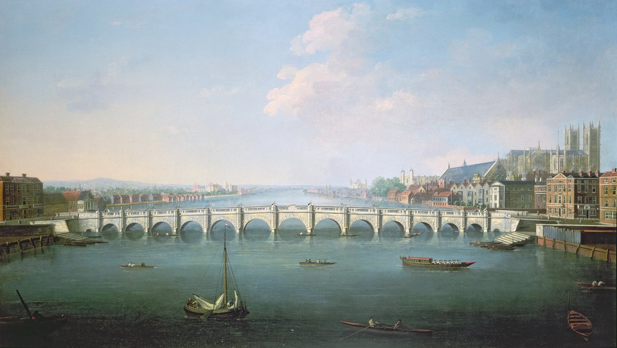 Vista, thames, westminster, ponte de Joseph Nicholls