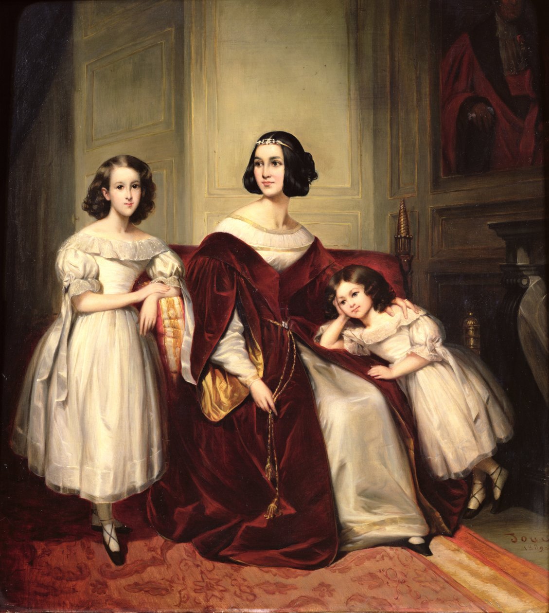 Madame de Nonjon e suas duas filhas, 1839 de Joseph Nicolas Jouy